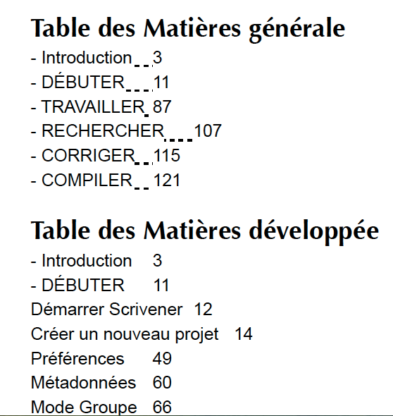 TablesMatieres