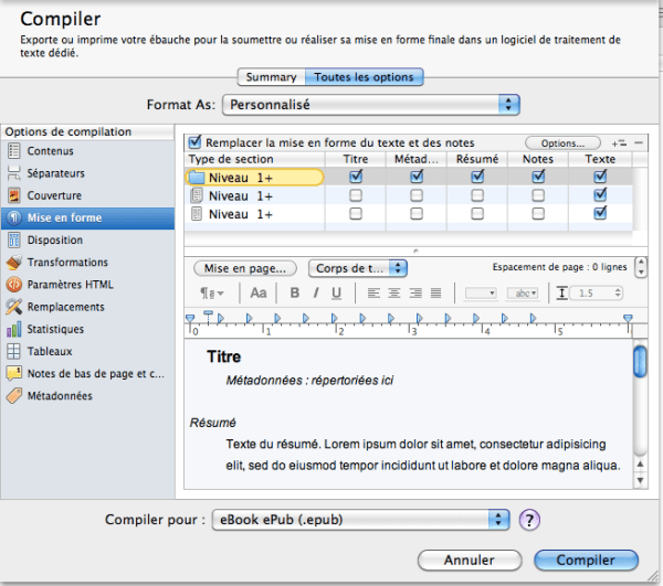 niveau 1 tout compiler scrivener