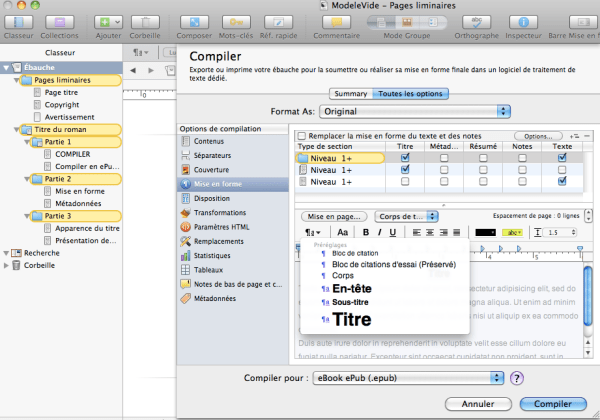 scrivener compiler niveau 1