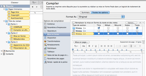 scrivener compiler niveau 2