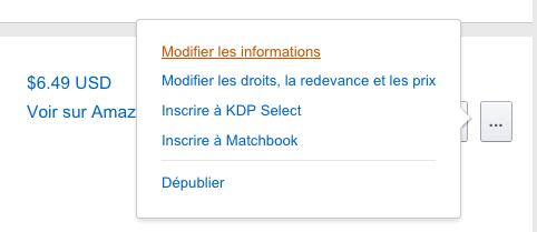 Amazon modifier informations
