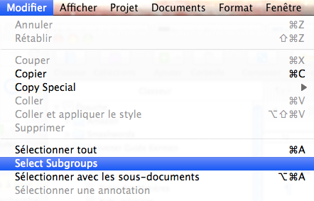 Select subgroups Scrivener