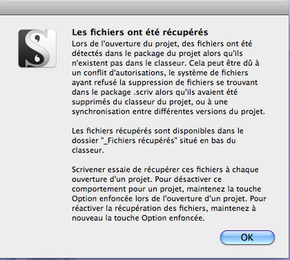 touche option scriv ne pas récupéréer