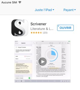 Scrivener application sur AppStore