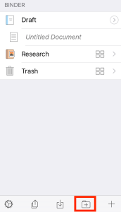 Créer un nouveau dossier en bas du Binder (classeur)
